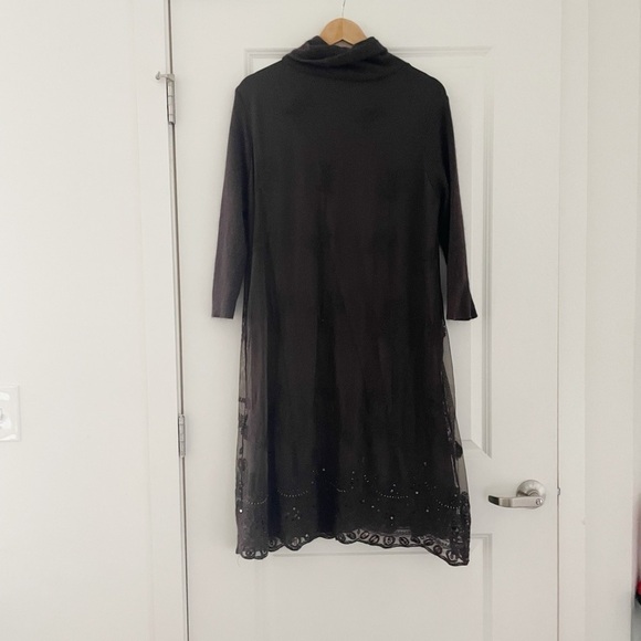 Sundance Eventide Angora Wool Cowl Neck Overlay Sweater Dress Beaded - Picture 5 of 9